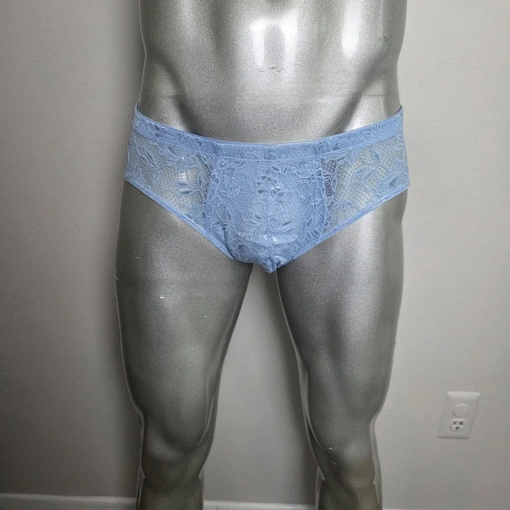 Cosabella Never Say Never Mens Lace Briefs Blue Floral Low Rise Underwear NWT‎